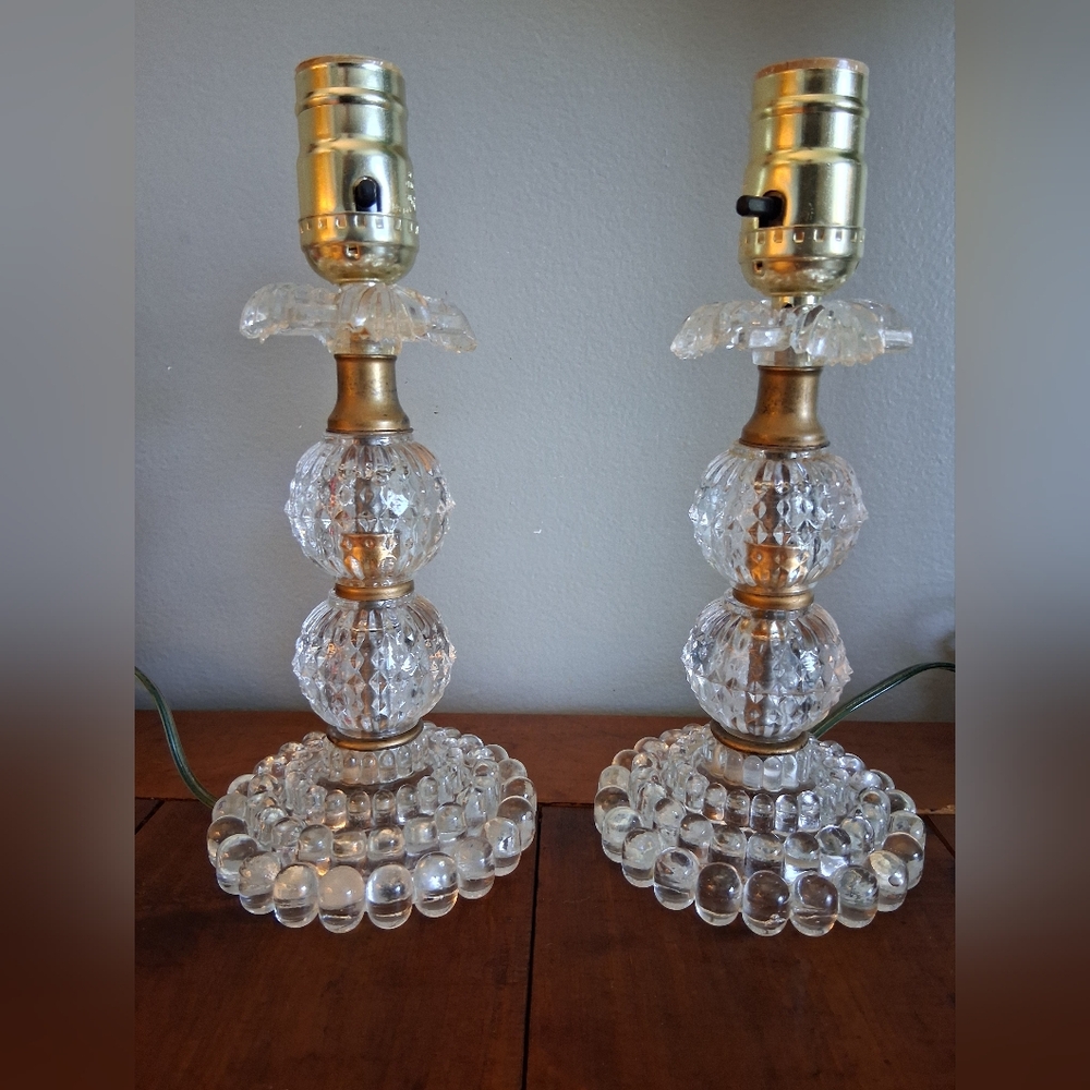 Mid Century Glass Boudoir/Boopie Lamps